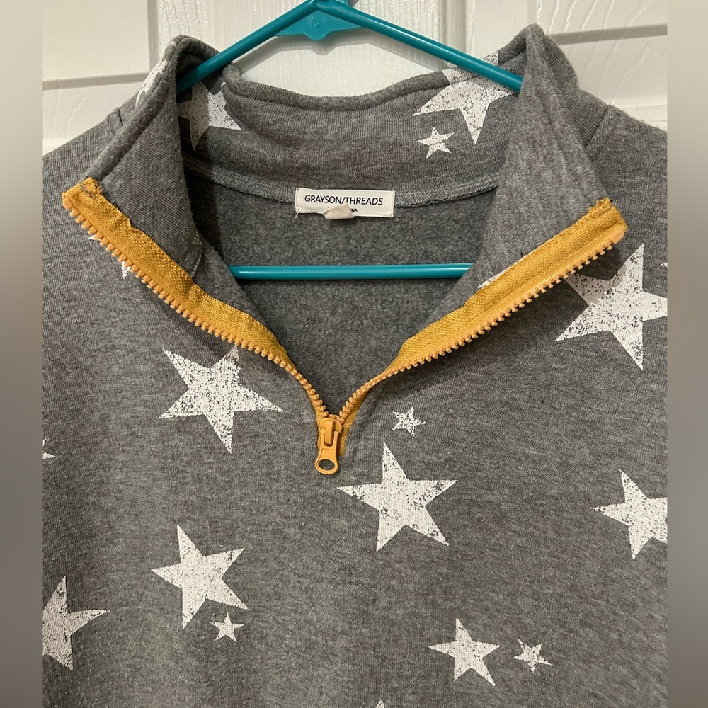 Grayson Threads Gray Star Zip-Up Sweater - Picture 4 of 6